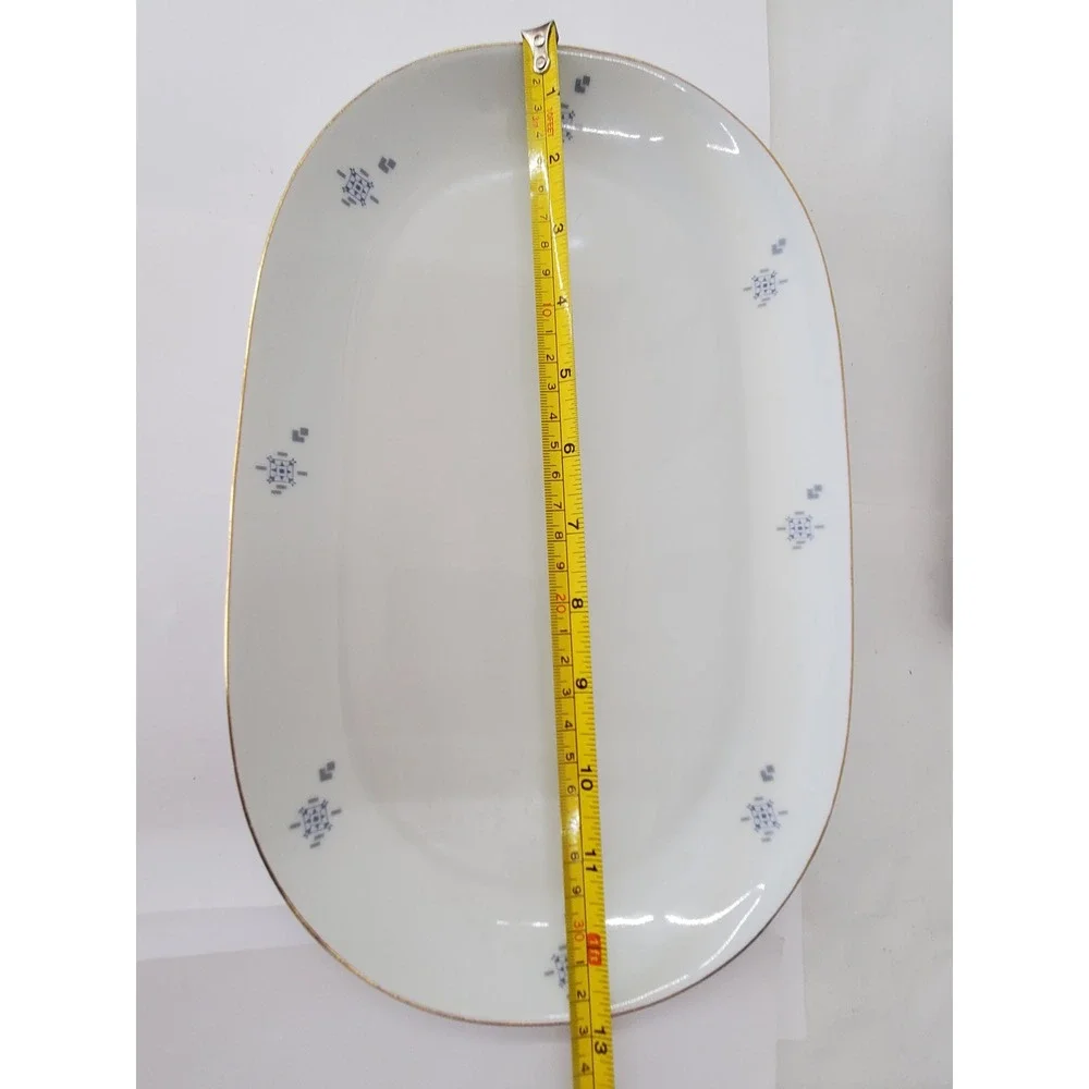 Johann Seltmann Vohenstrauss Bavaria Oval Platter Gold Trim Germany 13 Inch